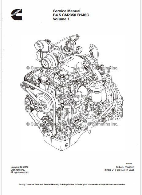 Cummins B4.5 CM2350, B146C Engine Pdf Repair Service Manual (VOL.1)