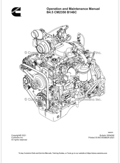 Cummins B4.5 CM2350 B146C Engine Pdf Operation & Maintenance Manual