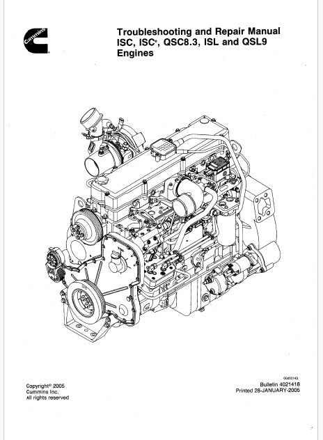 Cummins ISC, ISCe, QSC8.3, ISL and QSL9 Series Engine Troubleshooting and Pdf Repair Service Manual