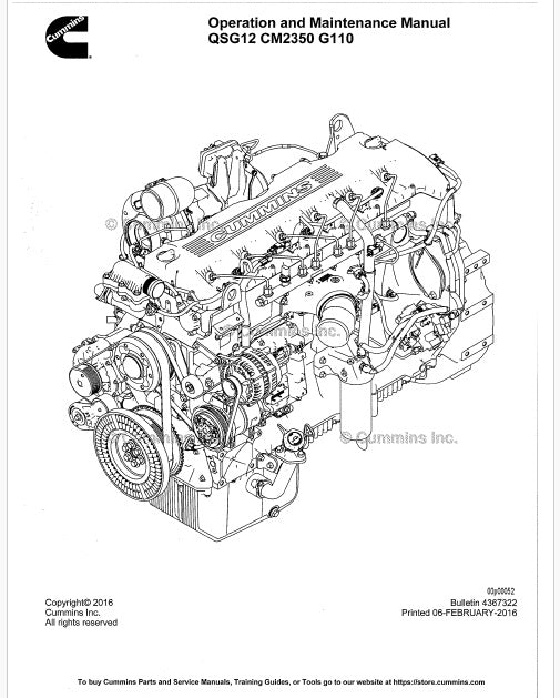 Cummins QSG12 CM2350 G110 Series Engine Pdf Operation and Maintenance Manual