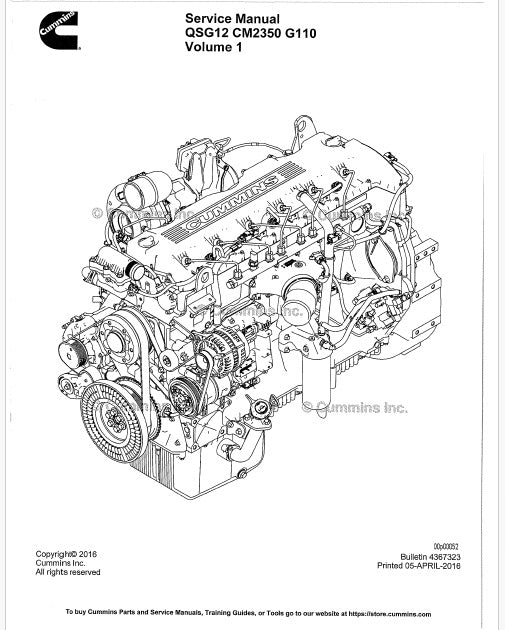Cummins QSG12 XM2350 G110 Engine Pdf Repair Service Manual (volume 1)