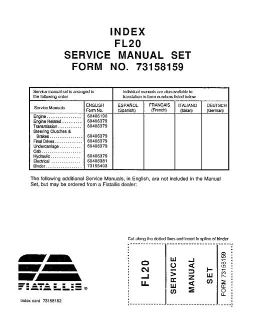 Fiat FL20 Crawler Loader Pdf Repair Service Manual