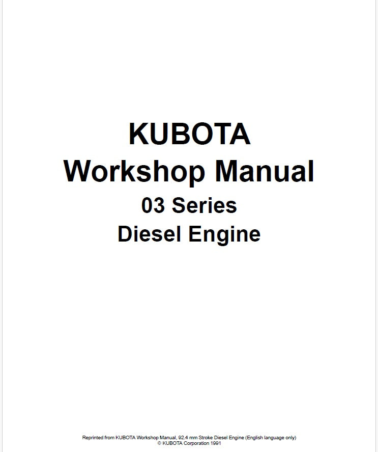 Kubota 03 Series Diesel Engine Pdf Repair Service Manual