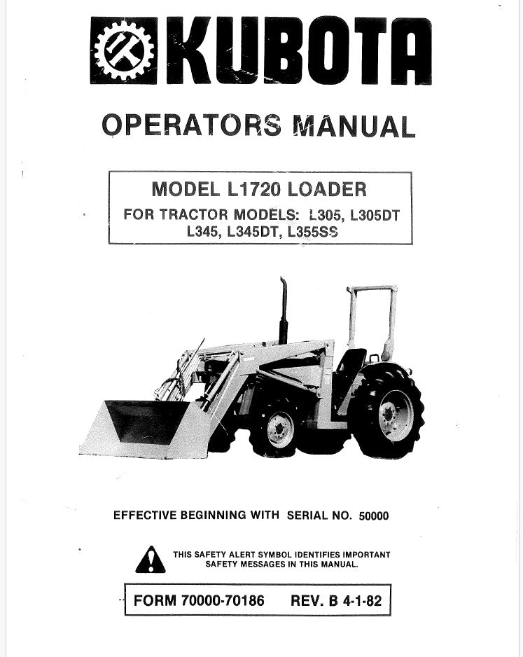Kubota L1720 Loader Pdf Operator's Manual