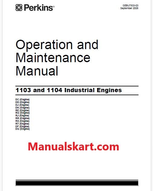 Perkins 1103 and 1104 Industrial Engines Pdf Operation and Maintenance Manual