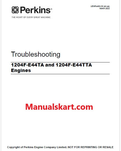 Perkins 1204F-E44TA and 1204F-E44TTA Industrial Engines Pdf Troubleshooting Manual