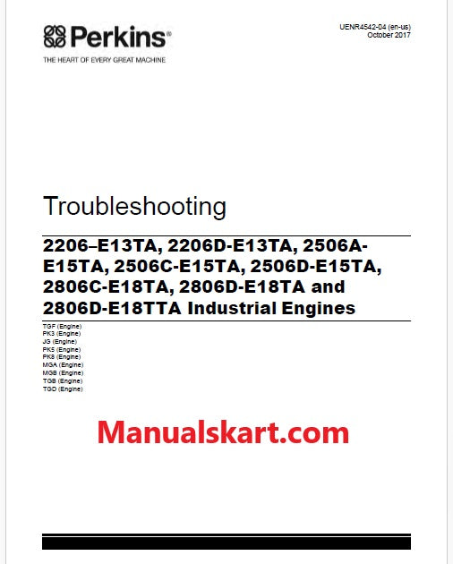 Perkins 2206-E13TA, 2206D-E13TA, 2506A-E15TA, 2506C-E15TA Industrial Engines Pdf Troubleshooting Manual