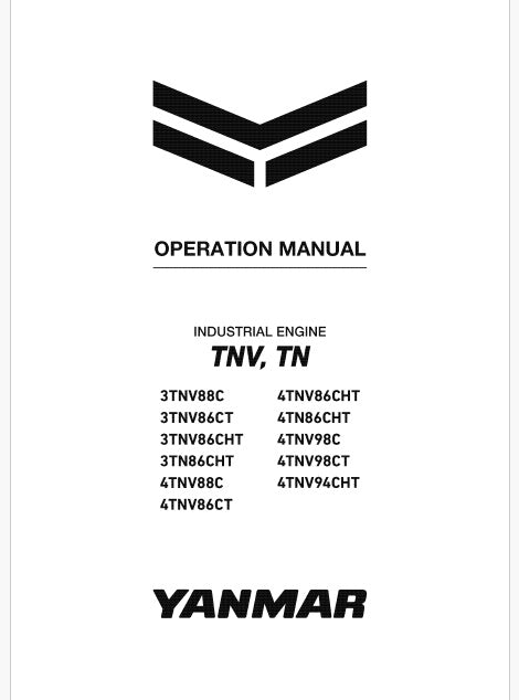 Yanmar TNV, TN-Series Industrial Engine Pdf Operation manual