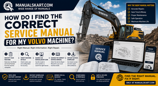 How do I find the correct service manual for my Volvo machine?