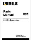 Caterpillar 390D L Excavator Parts Catalogue Manual
