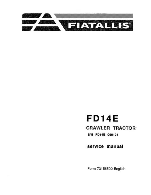Fiat FD14E Wheeled Loaders Pdf Repair Service Manual (73156837)