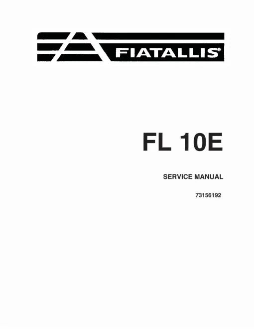 Fiat FL10E (PIN from LE10E IT090101) Crawler Loaders Pdf Repair Service Manual (73156192)