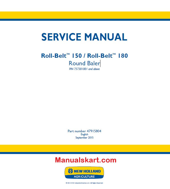 New Holland Roll-Belt 150, Roll-Belt 180 Round Baler Pdf Repair Service Manual