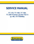 New Holland T7.175, T7.190, T7.195, T7.205 Tractor Pdf Repair Service Manual Lat Am Tier 3