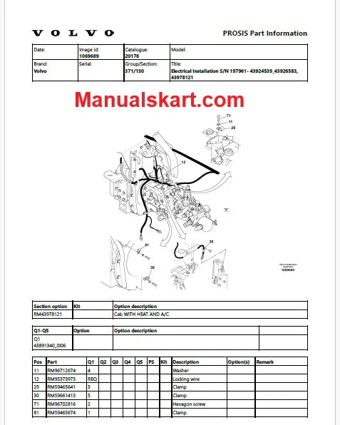 Volvo EC230 Electric Excavator Pdf Parts Catalog Manual