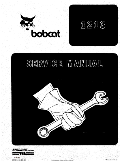 Bobcat 1213 Skid-Steer Loader Pdf Repair Service Manual