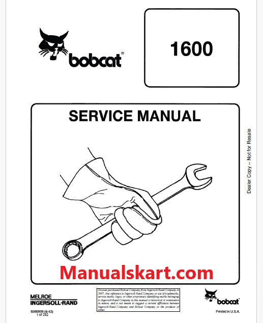 Bobcat 1600 Articulated Loader Pdf Repair Service Manual