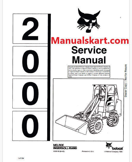 Bobcat 2000 Articulated Loader Pdf Repair Service Manual