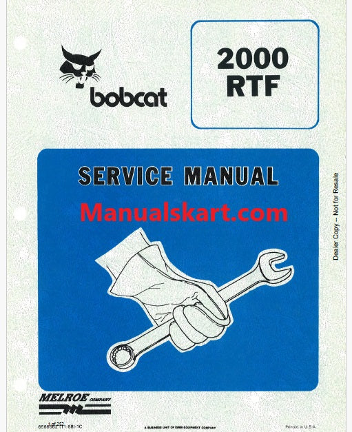 Bobcat 2000 RTF Articulated Loader Pdf Repair Service Manual