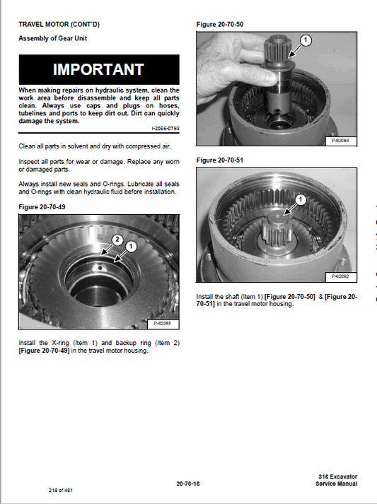 Bobcat 320, 320L, 322 Excavator D Series Pdf Repair Service Manual (Pb. No. 6901062 6-12)