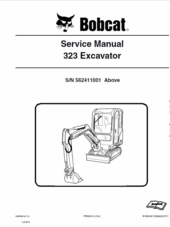 Bobcat 323 Compact Excavator Pdf Repair Service Manual Sn 562411001 & Above