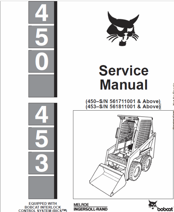 Bobcat 450 Skid Steer Loader Pdf Repair Service Manual Download