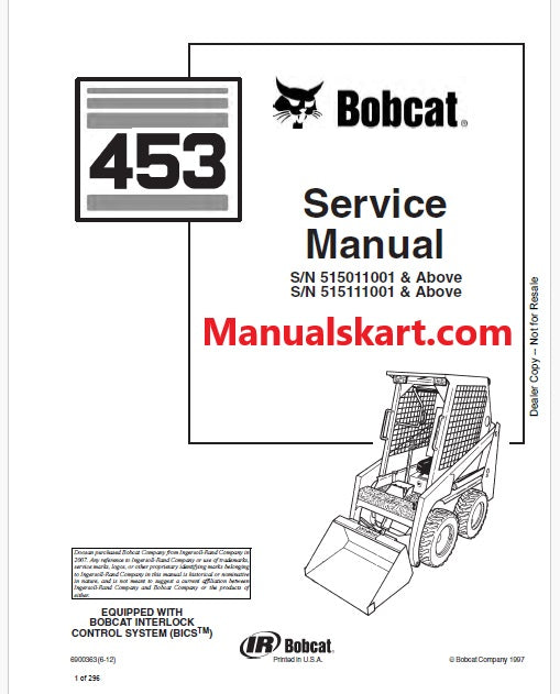 Bobcat 453 Skid Steer Loader Pdf Repair Service Manual