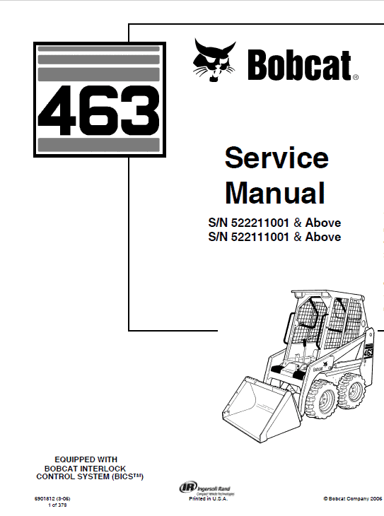 Bobcat 463 Skid Steer Loader Pdf Repair Service Manual