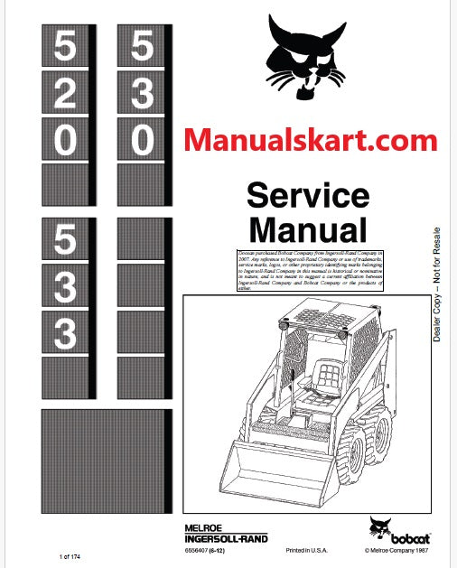 Bobcat 520, 530, 533 Skid Steer Loader Pdf Repair Service Manual