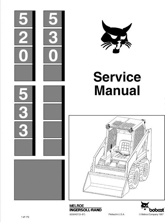 Bobcat 520, 530, 533 Skid Steer Loader Pdf Repair Service Manual