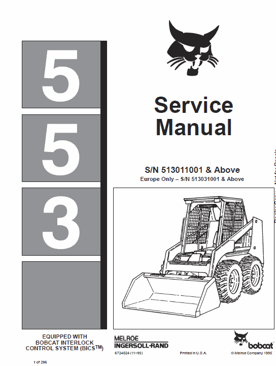 Bobcat 553 Skid Steer Loader Pdf Repair Service Manual