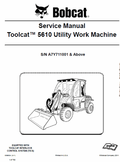 Bobcat 5610 Toolcat Utility Vehicle Pdf Repair Service Manual