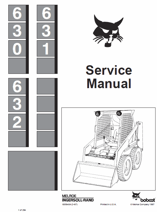 Bobcat 630, 631, 632 Skid Steer Loader Pdf Repair Service Manual (Pb. No. 6556454 6-12)