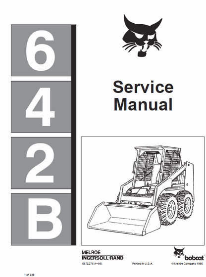 Bobcat 642B Skid Steer Loader Pdf Repair Service Manual