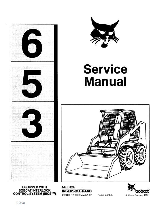 Bobcat 653 Skid Steer Loader Pdf Repair Service Manual Download