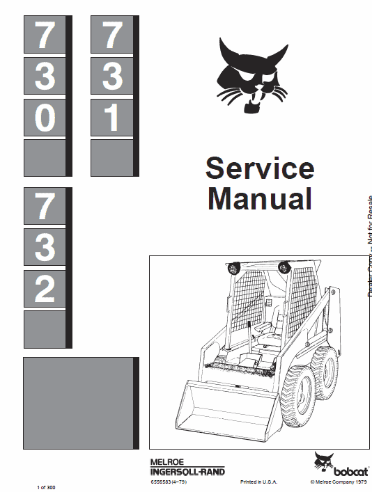 Bobcat 730, 731, 732 Skid Steer Loader Pdf Repair Service Manual (Pb. No. 6556583 6-12)