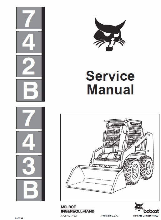 Bobcat 742B, 743B Skid Steer Loader Pdf Repair Service Manual (Pb. No. 6720772 6-12)