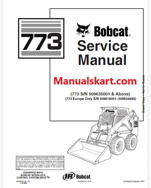 Bobcat 773 Skid Steer Loader Pdf Repair Service Manual