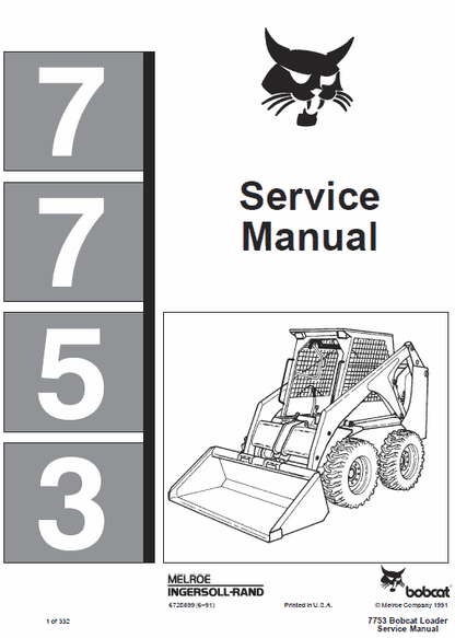 Bobcat 7753 Skid Steer Loader Pdf Repair Service Manual