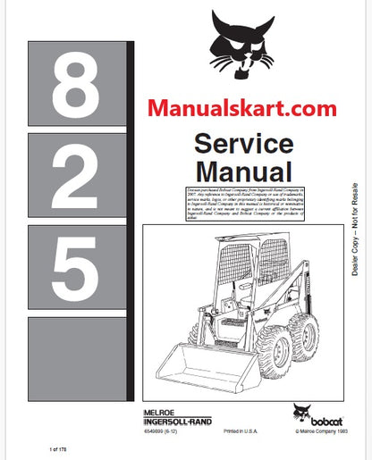 Bobcat 825 Skid Steer Loader Pdf Repair Service Manual