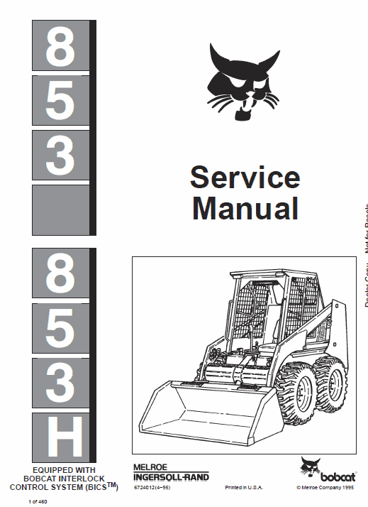 Bobcat 853, 853H Skid Steer Loader Pdf Repair Service Manual (Pb. No. 6720755 6-12)