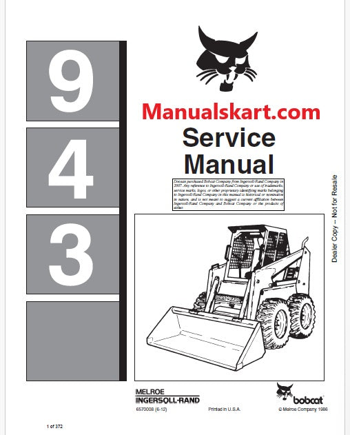 Bobcat 943 Skid Steer Loader Pdf Repair Service Manual