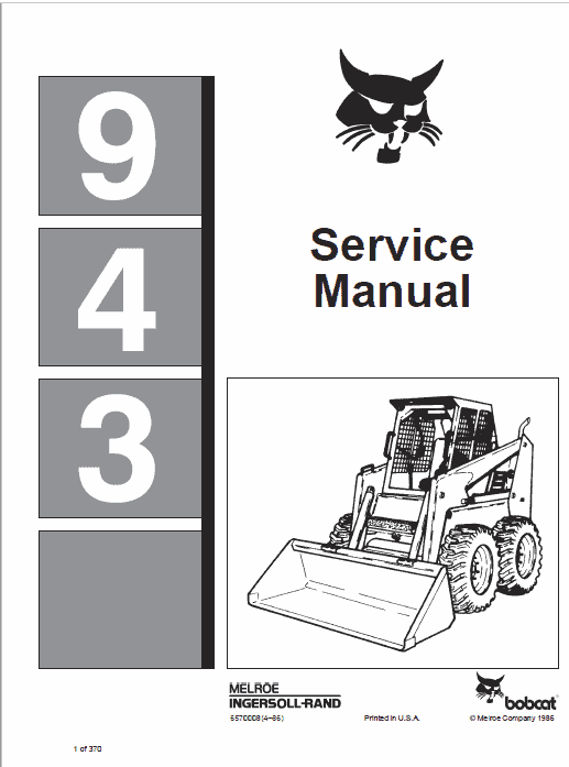 Bobcat 943 Skid Steer Loader Pdf Repair Service Manual Download