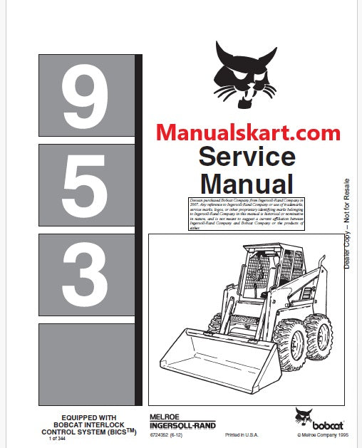 Bobcat 953 Skid Steer Loader Pdf Repair Service Manual