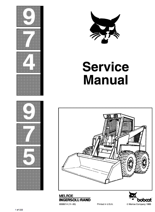 Bobcat 974, 975 Skid Steer Loader Pdf Repair Service Manual Download