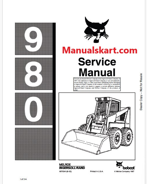 Bobcat 980 Skid Steer Loader Pdf Repair Service Manual