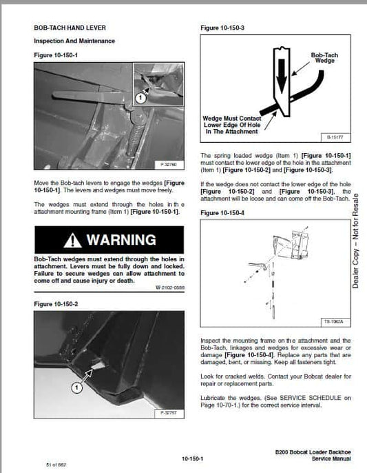 Bobcat B300 Backhoe Loader Pdf Repair Service Manual (p. Nb. 6901906 (6-12)) Sn 571711001 & Above 2007