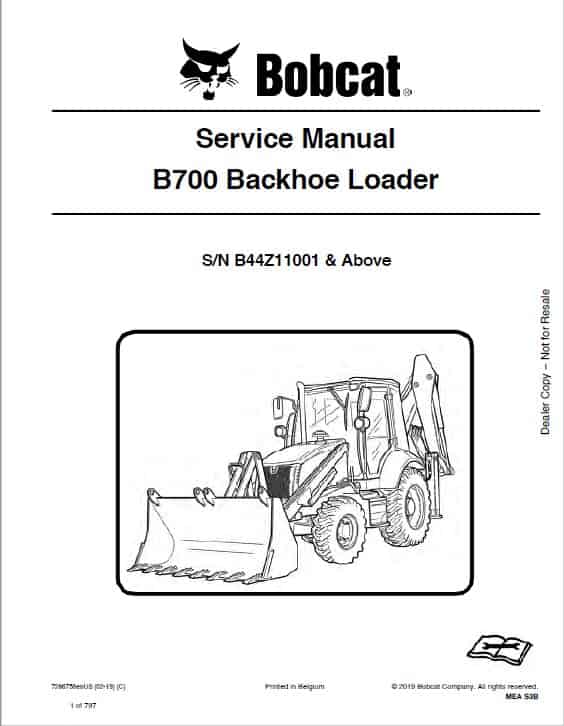 Bobcat B700 Backhoe Loader Pdf Repair Service Manual