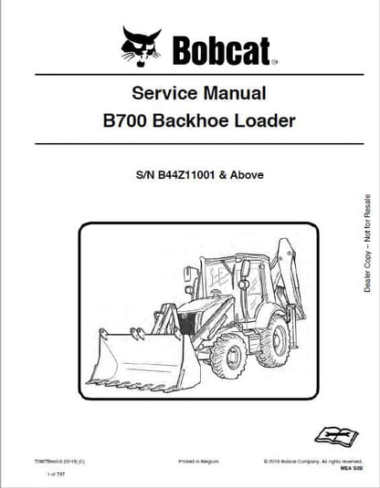 Bobcat B700 Backhoe Loader Pdf Repair Service Manual