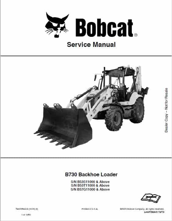 Bobcat B730 Backhoe Loader Pdf Repair Service Manual Download